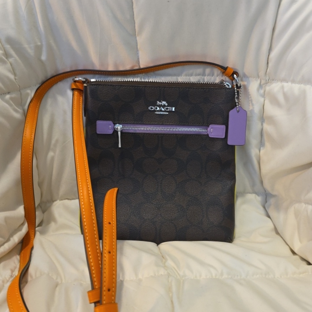Coach Brown and Orange Puple Crossbody Bag